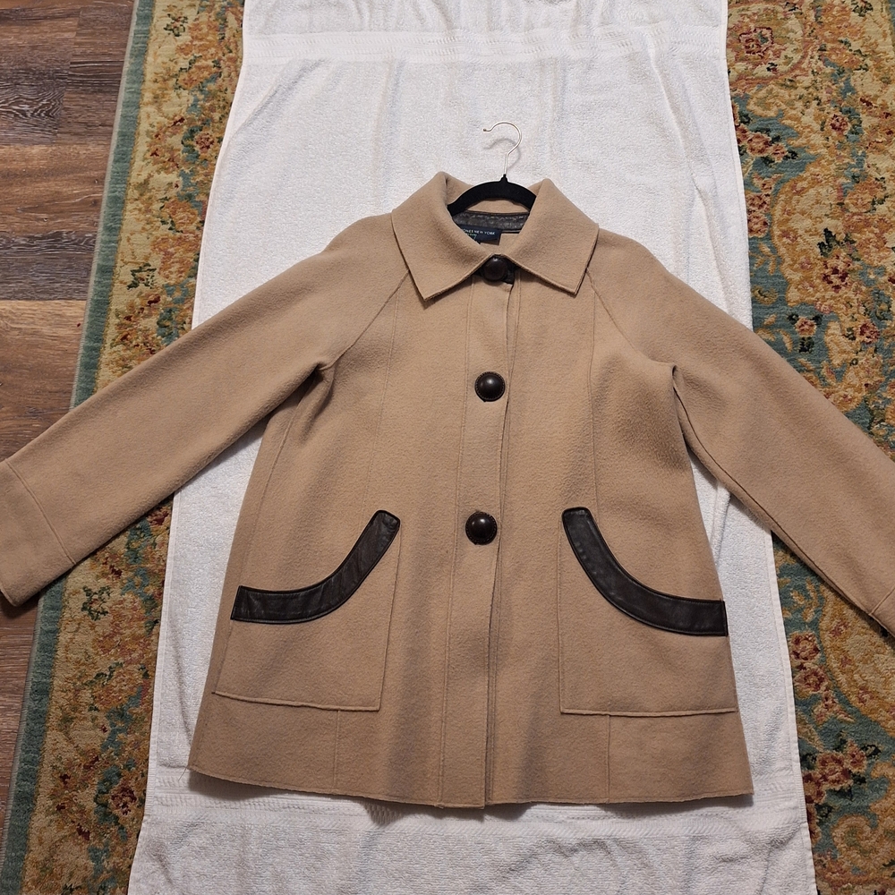 Jones New York Tan Trench Coat with Black Details